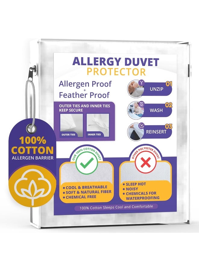 Allersoft All Cotton Dust, Pet Dander, Feather, Pollen & Allergy Control Duvet Protector - Image 1